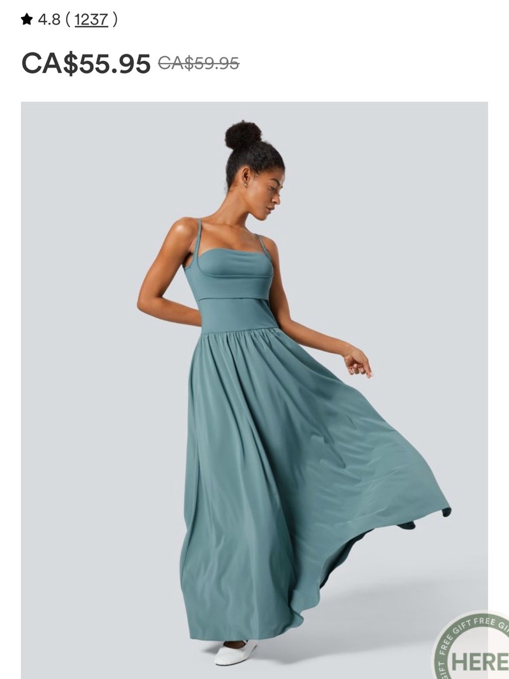 Halara Breezeful Pocket Flowy Flare Maxi Dress Stone Blue NWT XS - Picture 2 of 9